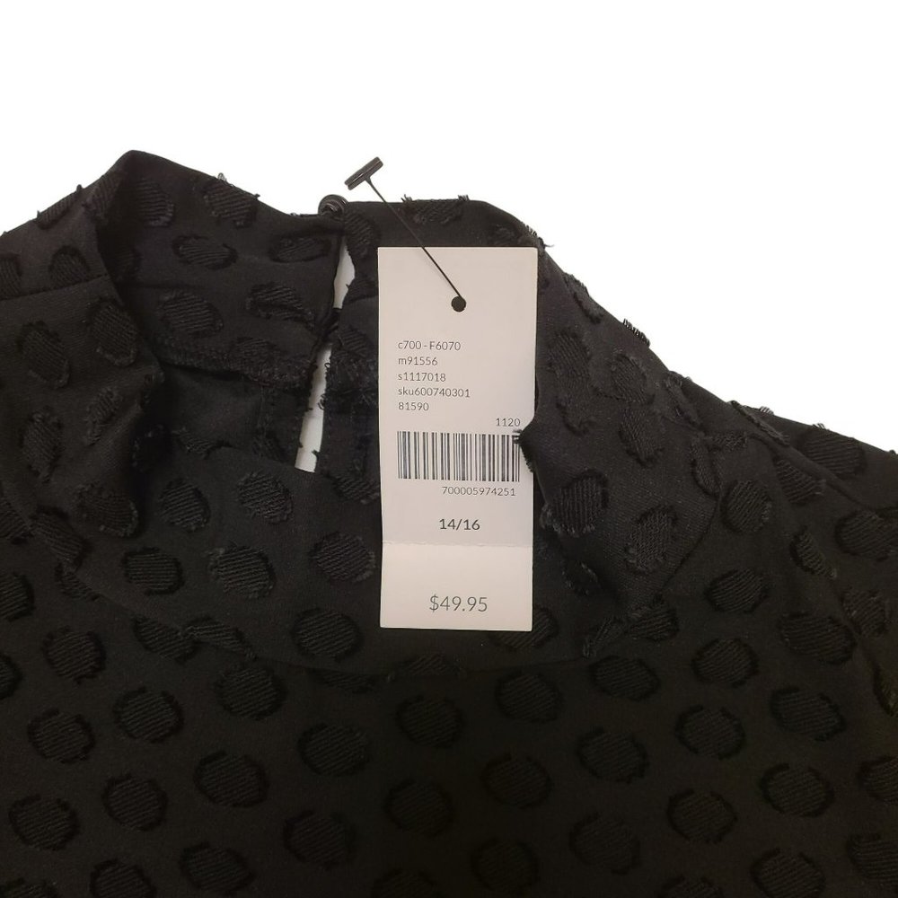 Lane Bryant Blouse Shirt Jaquard Spot Longsleeve Mock Turtleneck Black 14 16 NWT - Picture 12 of 13